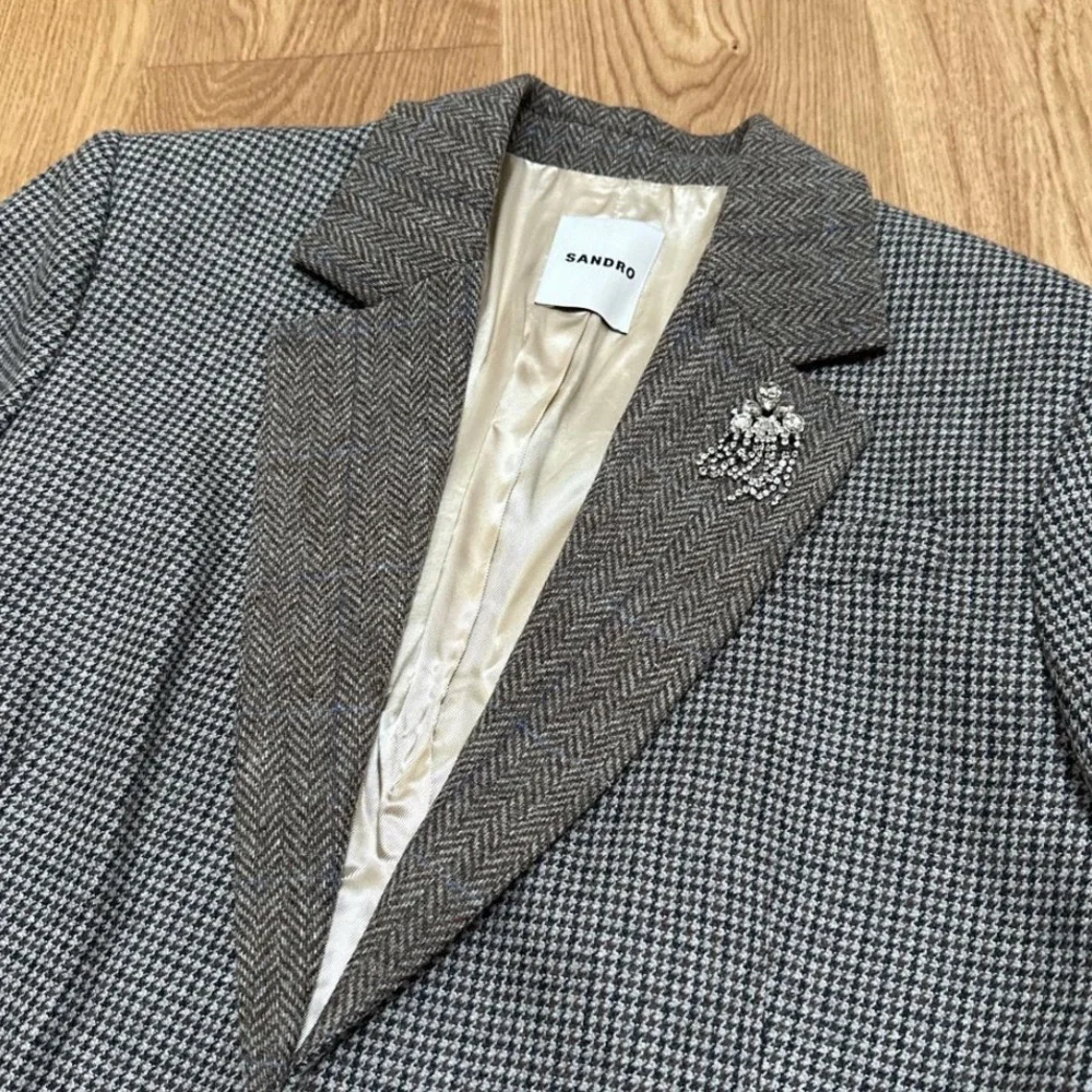 Sandro Brown Houndstooth Blazer - Picture 3 of 4